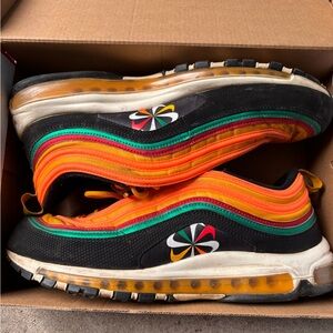 Nike Air Max 97 Black Orange Green Athletic Shoes
